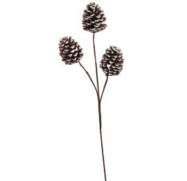 PINE CONE SPRAY W/SNOW 55CM WHITE