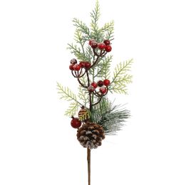 PINE BERRY BRANCH 45CM GREEN