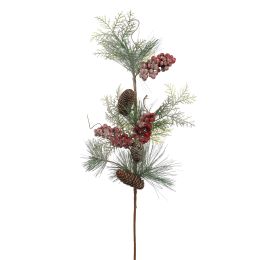 PINE BERRY BRANCH 75CM GREEN