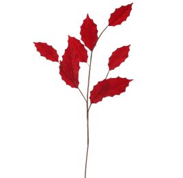 VELVET HOLLY BRANCH 80CM RED