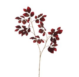 LARGE LEAF BRANCH GOLDSTEM 120CM RED