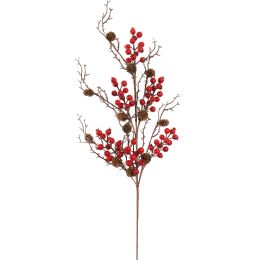 BERRY PINECONE SPRAY 86CM RED