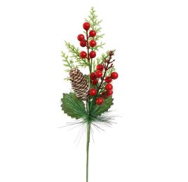 BERRY PINECONE PICK 40CM RED