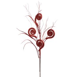 CURLED GLITTER BRANCH 70CM RED