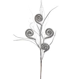 CURLED GLITTER BRANCH 70CM SILVER