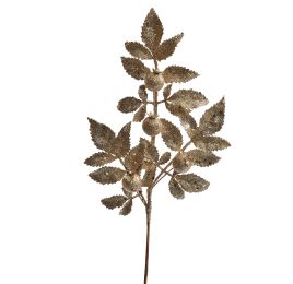 GLITTER LEAVES PICK 35CM CHAMPAGNE