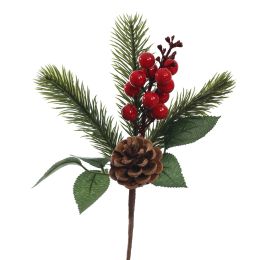 BERRY PINE PICK 23CM RED