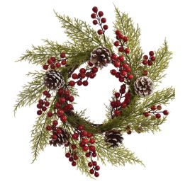 PINE BERRY WREATH 50CM RED