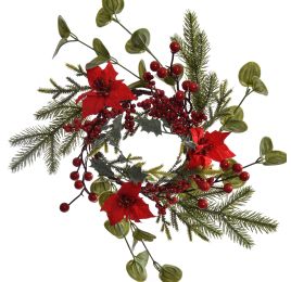 SMALL POINSETTIA WREATH 37CM RED