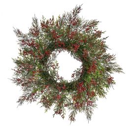 PINE WREATH W/BERRY 40CM RED