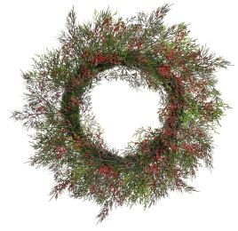 PINE WREATH W/BERRY 55CM RED