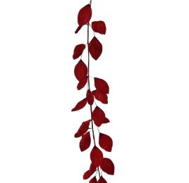 VELVET LEAVES GARLAND 150CM RED