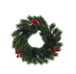 PINE BERRY WREATH 30CM GREEN