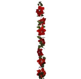 POINSETTIA GARLAND 190CM RED