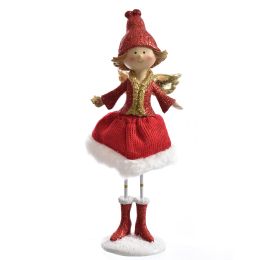 LARGE ANGEL W/GLITTER 28CM RED