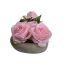 ROSE ARRANGEMENT IN HEART PLANTER 13CM PINK