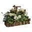 ROSE BUD/GERBERA/ORCHID ARRANGEMENT IN RECT. WOOD CREAM