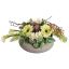 GERBERA CALLA ORCHID ARR ON ROUND PLATE 30X40CM CREAM GREEN