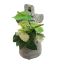 ZINNIA ANTH. ARR IN PLANTER WITH CROSS 10X10X20CM CREAM