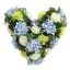 CARNATION ROSE ARR ON HEART 50X50X15CM BLUE