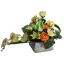 ROSE BUD/RANUNCULUS/ORCHID ARRANGEMENT IN POT ORANGE YELLOW
