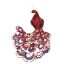 MEDIUM PEACOCK W/GLITTER 18 CM ON CLIP RED