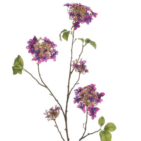 LARGE HYDRANGEA BRANCH 110CM BURGUNDY