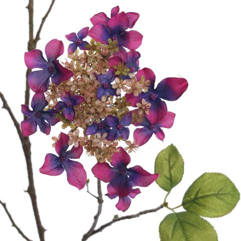 LARGE HYDRANGEA BRANCH 110CM BURGUNDY