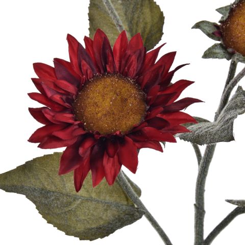 LARGE SUNFLOWER BRANCH 95CM RED