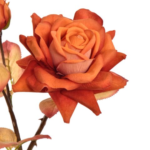 OPEN ROSE SPRAY 60CM VELVET ORANGE
