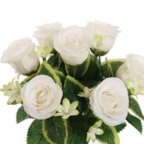 ROSEBUD X7 BUSH 23CM CREAM
