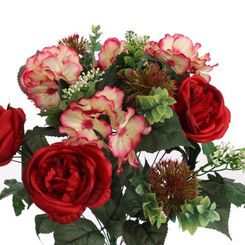 ROSE HYDRANGEA X18 BUSH 56CM RED