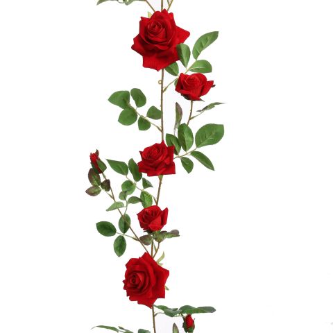 VELVET ROSE GARLAND 180CM RED
