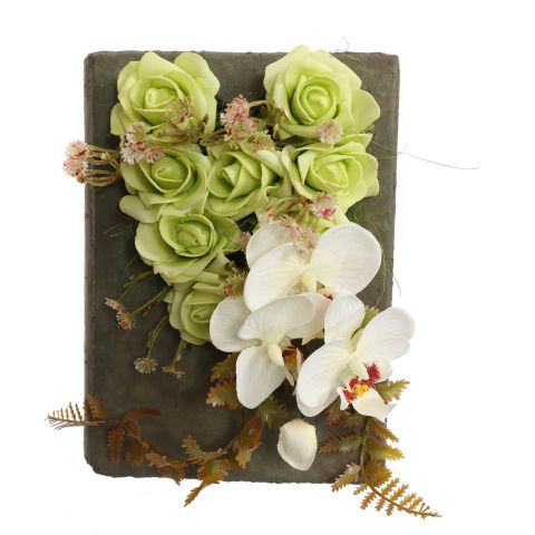ORCHID ROSE IN BOOK PLANTER 22X16X14CM CREAM GREEN 