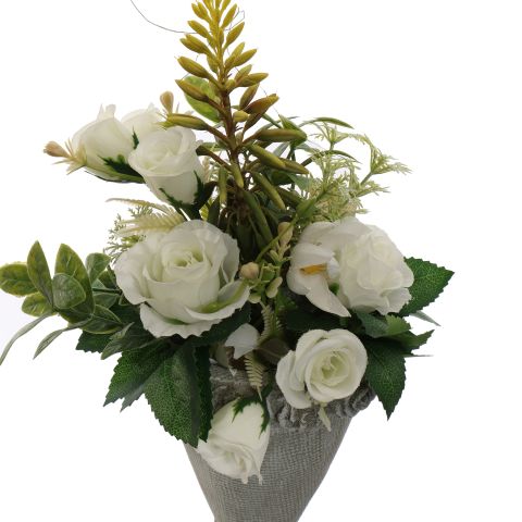 ROSE ARR IN HGANGING PLANTER 36X14X10CM CREAM