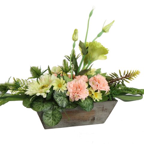 ZINNIA GERBERA ARR IN RECTANGLE 50X20X35CM PEACH