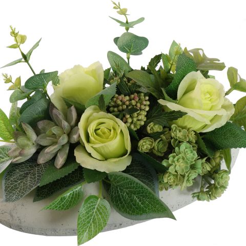 ROSE ARR IN OVAL PLANTER 32X15X20CM GREEN