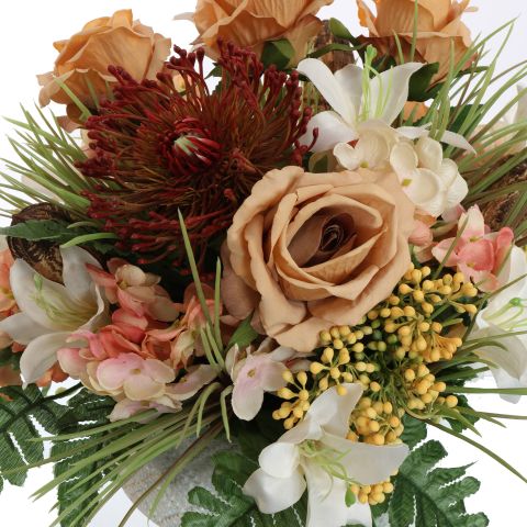ROSE LILY ARR IN ROUND POT D40X33CM AMBER