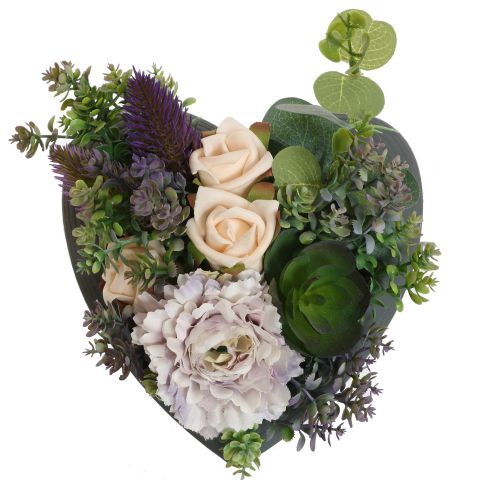 ROSE MINI MUM ARR IN HEART 17X12CM LAVENDER