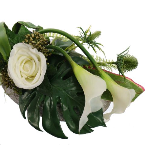 ROSE ORCHID ARR IN OVAL PLATE 24X14X18CM CREAM