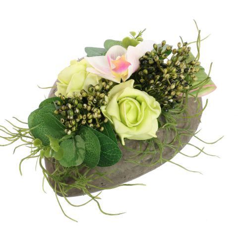 ROSE ORCHID ARR IN HEART PLANTER 16X12CM GREEN