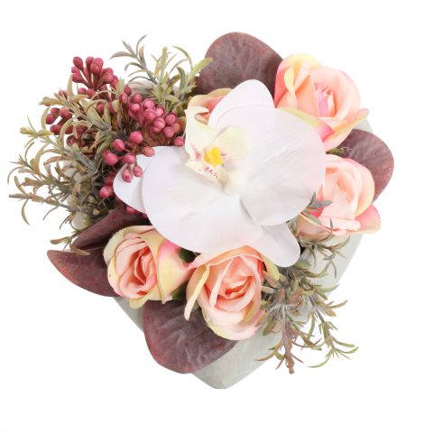 ROSE ORCHID ARR IN HEART POT 17X17X10CM BURGUNDY