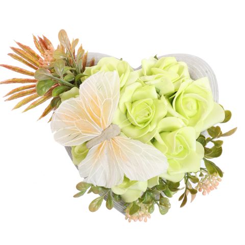 ROSE BUTTERFLY ARR IN HEART POT 17X17X10CM ASSORTED