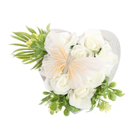 ROSE BUTTERFLY ARR IN HEART POT 17X17X10CM ASSORTED