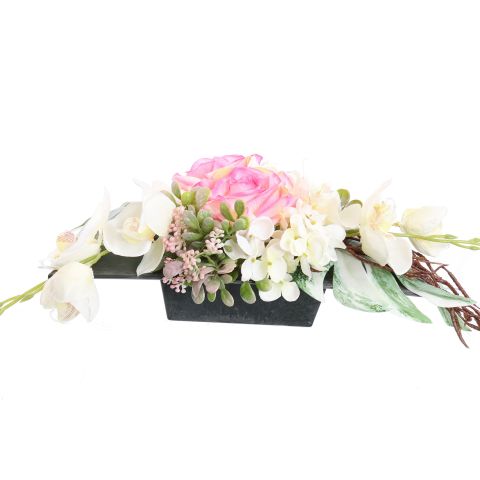 ORCHID ROSE ARR IN PLASTIC SQUARE PLANTER 40X15X15CM ASSORTED