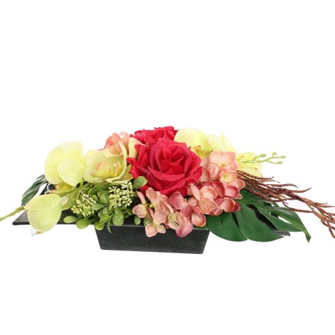 ORCHID ROSE ARR IN PLASTIC SQUARE PLANTER 40X15X15CM ASSORTED
