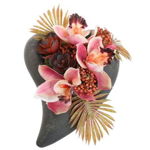 CYMBIDIUM IN HEART POT 21X17X12CM BEAUTY