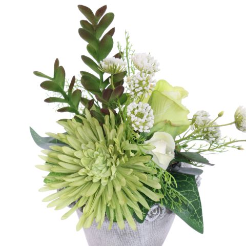 ROSE SPIDER GERBERA ARR IN HANGING PLANTER 18X11X34CM GREEN