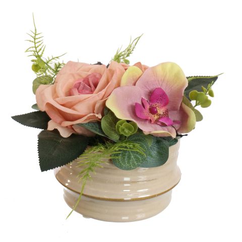 ROSE ORCHID ARR IN ROUND PLANTER D18X15CM PINK