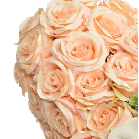 ORCHID ROSE ARR ON HEART 30CM SALMON